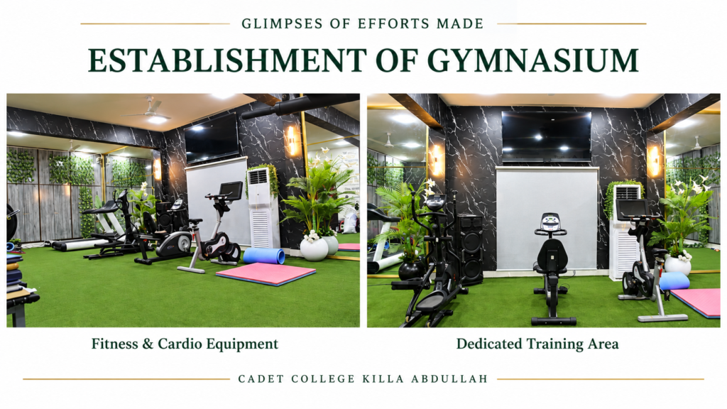 gymnasium equipment and training areas